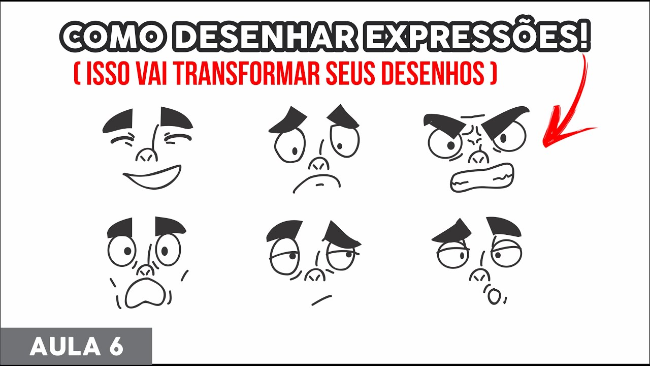CURSO DE DESENHO Grátis #AULA 6 - EXPRESSÕES FACIAIS