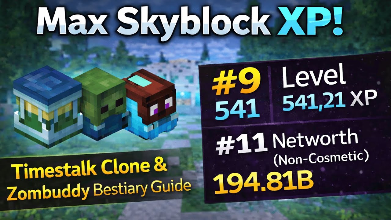 Hitting MAX SkyBlock XP | Timestalk Clone & Zombuddy Bestiary Guide