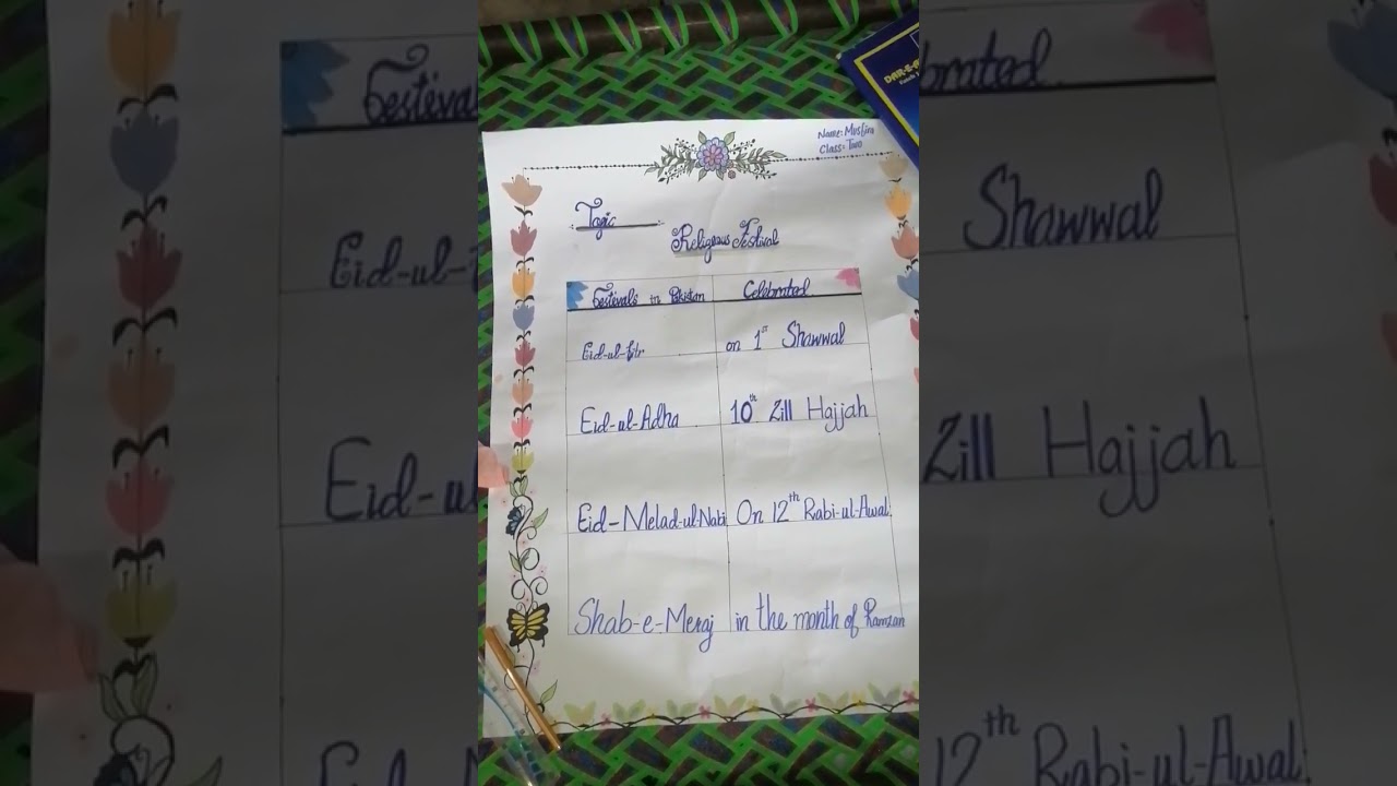 Chart of religious festival in pakistan