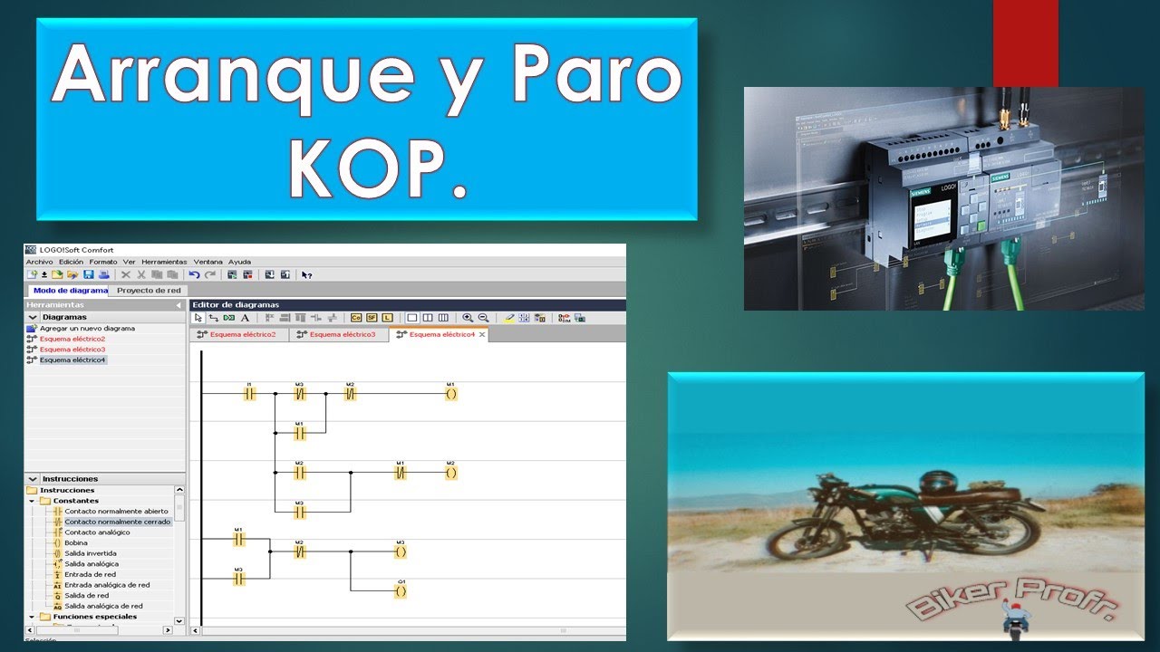 TUTORIAL 🏍️ Arranque y Paro. | bobinas | contactos | marcas| lenguaje KOP | LOGO Soft