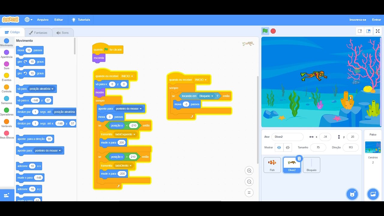 Scratch - Jogo Fundo do mar #02