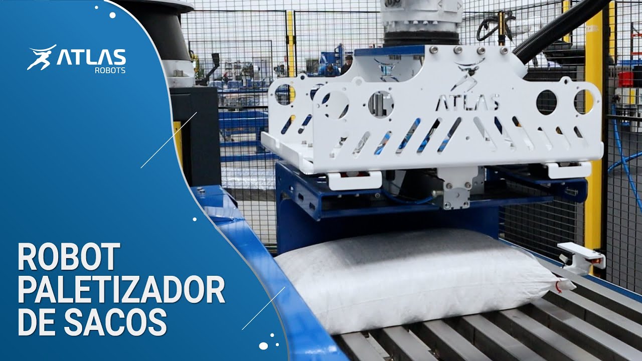 Robot paletizador de sacos con 2 brazos | Mueve sacos de 50 kilos 🚀