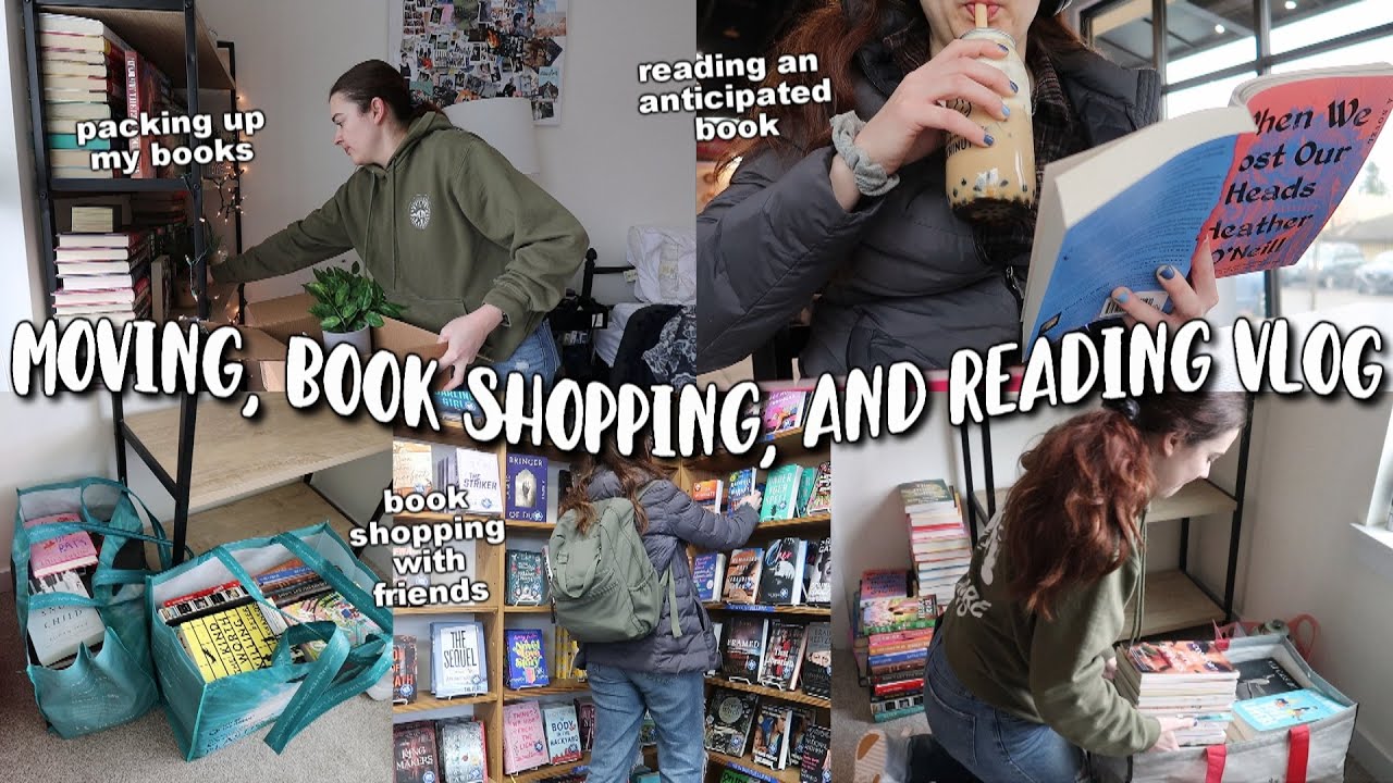 MOVING VLOG: packing up all my books 🚚 book shopping with friends, reading an anticipated book ✨