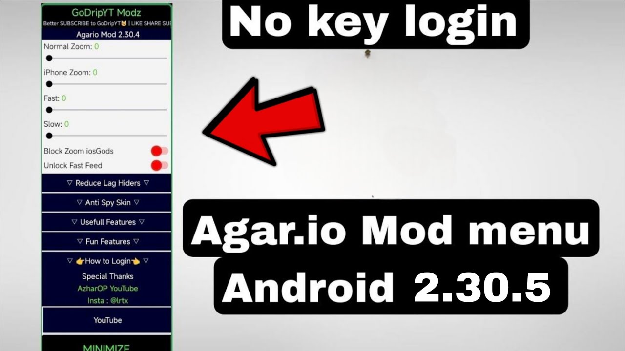 AGAR.İO MOBİLE ANDROİD MOD MENU V2.30.8 NO KEY LOGİN!