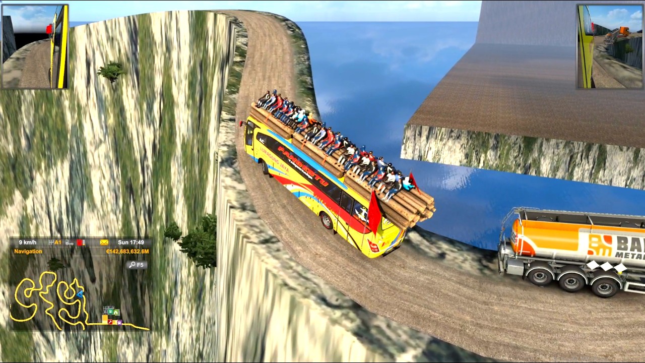 Horror Trip by Bus on Mountain Roads Loaded with Passengers Over Capacity | Euro Truck Simulator 2