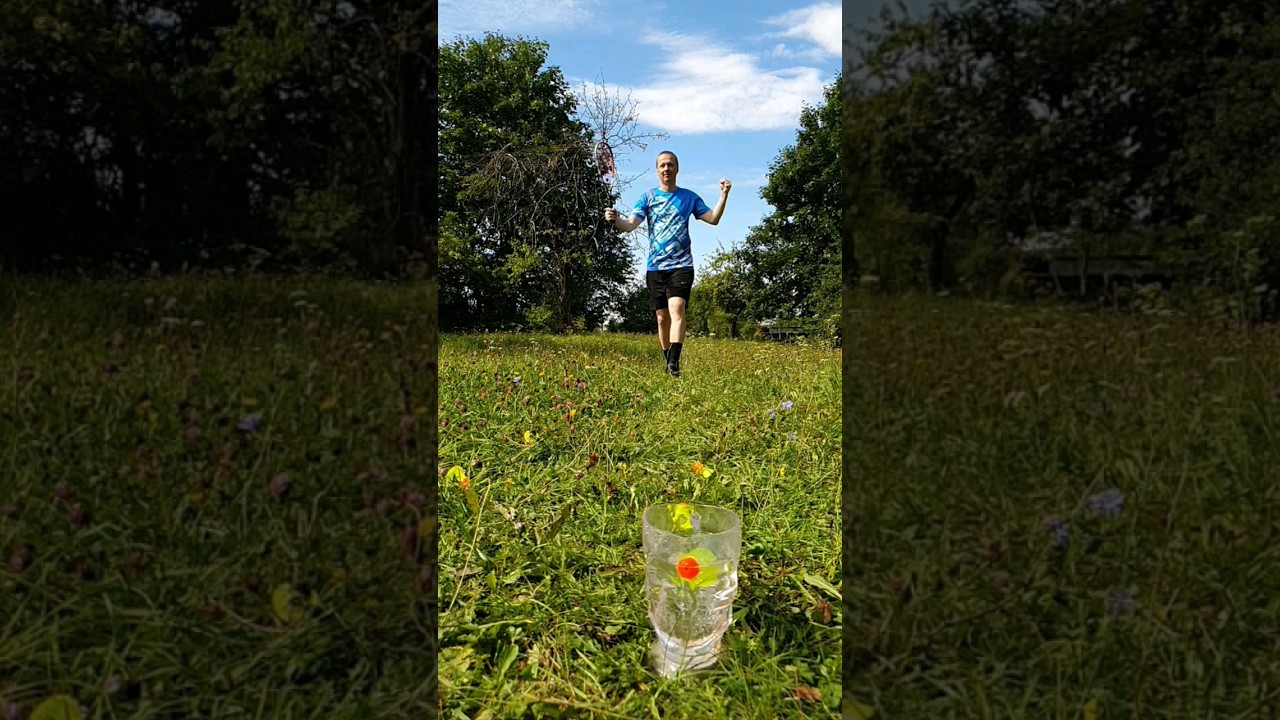 14 meters Crossminton Cup Trickshot 🎯 #Crossminton #cuptrickshot #trickshot #outdoor #tricks