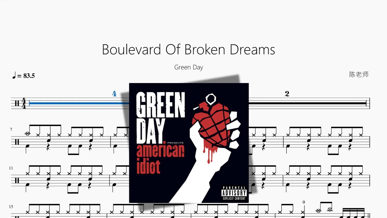 Boulevard Of Broken Dreams【Green Day】动态鼓谱