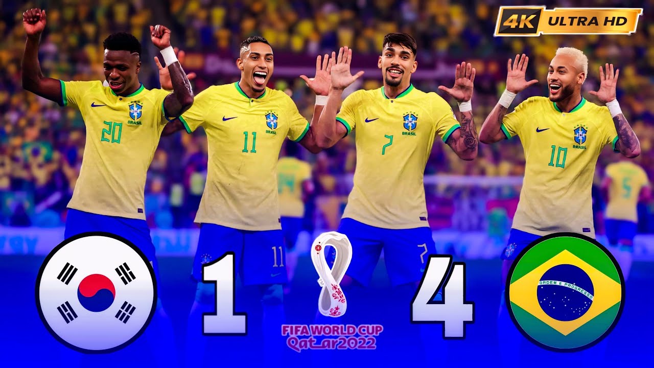 البرازيل ضد كوريا الجنوبية 4K | أداء تاريخي للبرازيل في كأس العالم 2022– تعليق عصام الشوالي الأسطوري