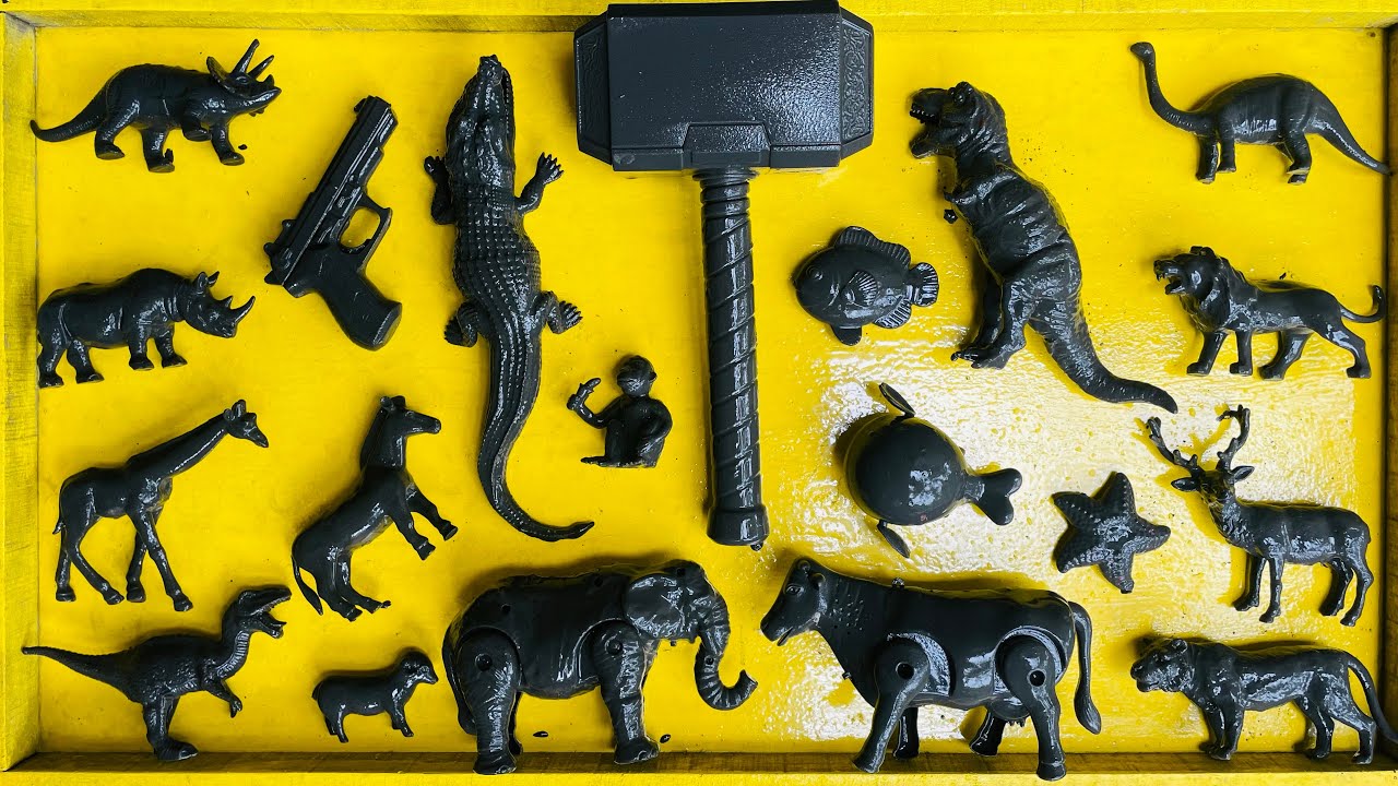 Чистка грязных игрушечных динозавров 🦖 слон 🐘 крокодил 🐊 олень 🦌 #грязныеигрушки #животные