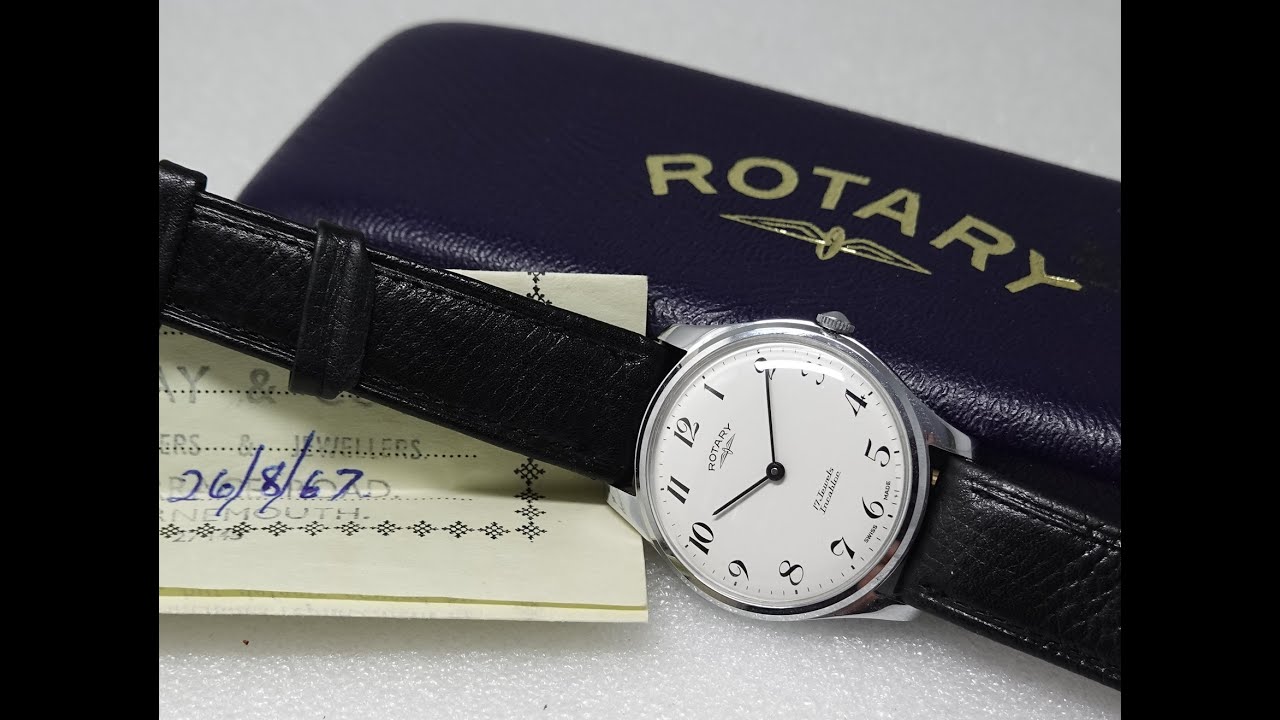 1967 Rotary men's vintage watch with hand winding Peseux movement, with box and papers