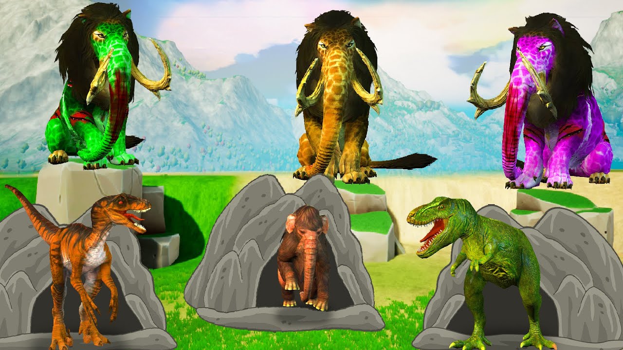 10 Monster Lion Mammoths vs Giant Dinosaurs Fight Baby Elephant Saved By Woolly Mammoth Wild Animals