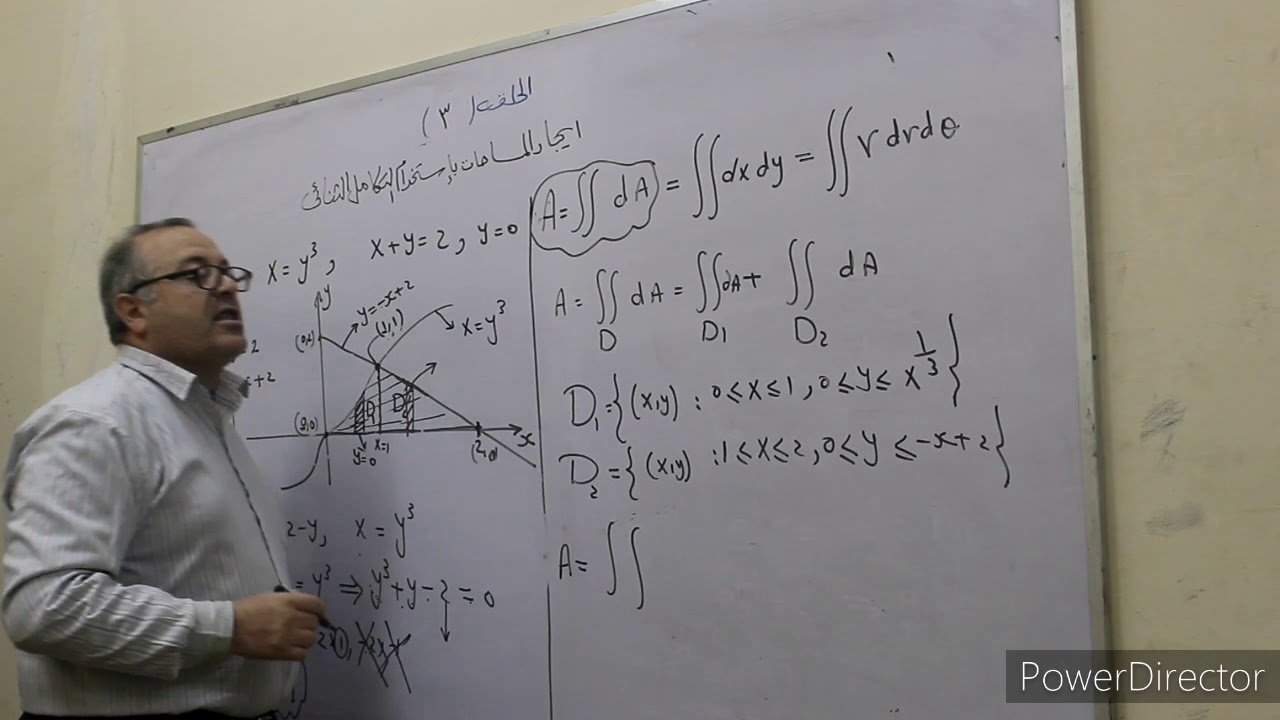 الحلقه ٣ ايجاد المساحه باستخدام التكامل الثنائىArea using double integral
