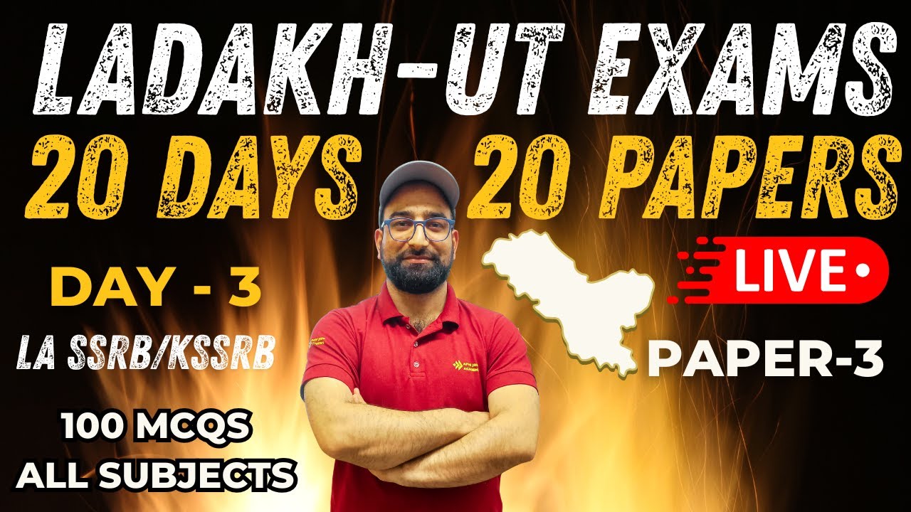 DAY 3  || PAPER 3 | 20 DAYS LIVE || LADAKH SPECIAL || SYEDZADA SIR   @ApniJobsAcademyCompetitiveexam