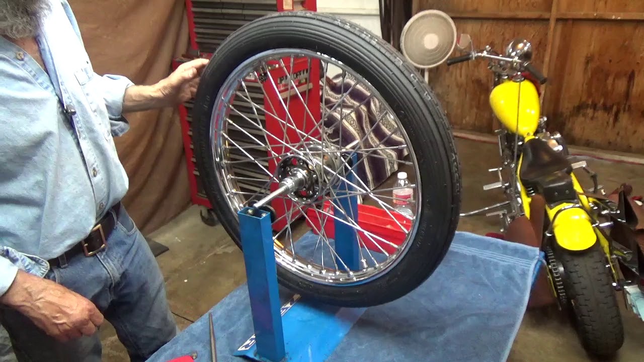 Balancing and Installing a New Front Tire on a 1947 Harley Davidson Knucklehead