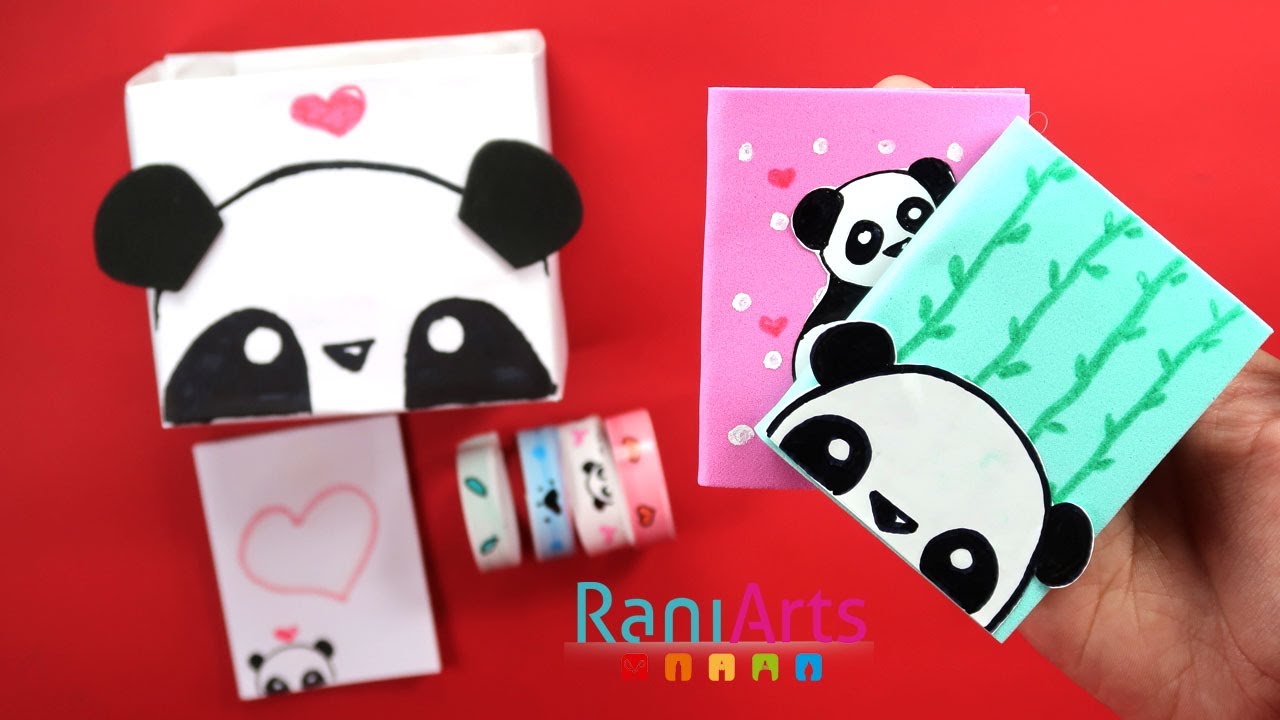 ÚTILES DE PANDAS - MINI LIBRETAS, WASHI-TAPE Y POST IT - DIY