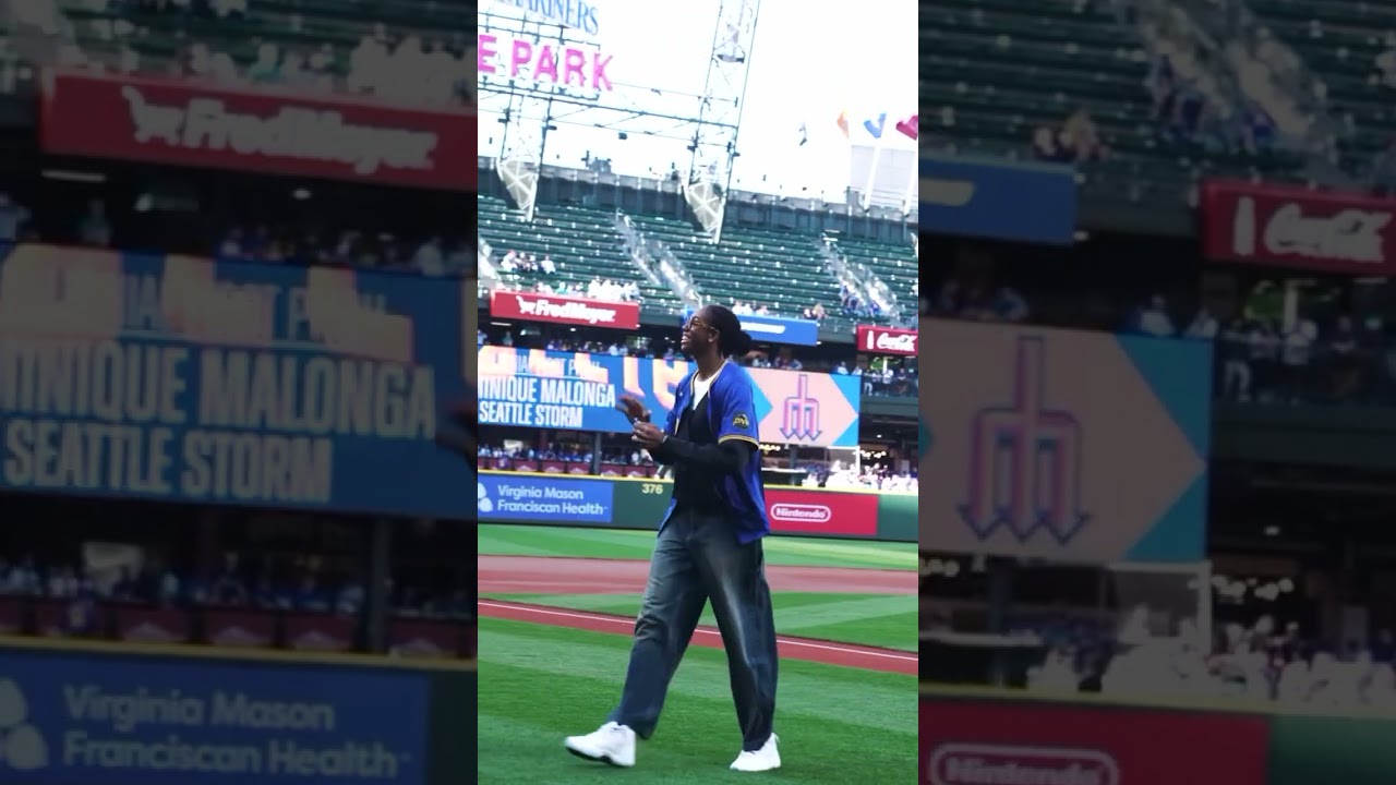 👀 Dominique Malonga throws 1st pitch at Mariners game | Seattle Storm WNBA women's basketball 