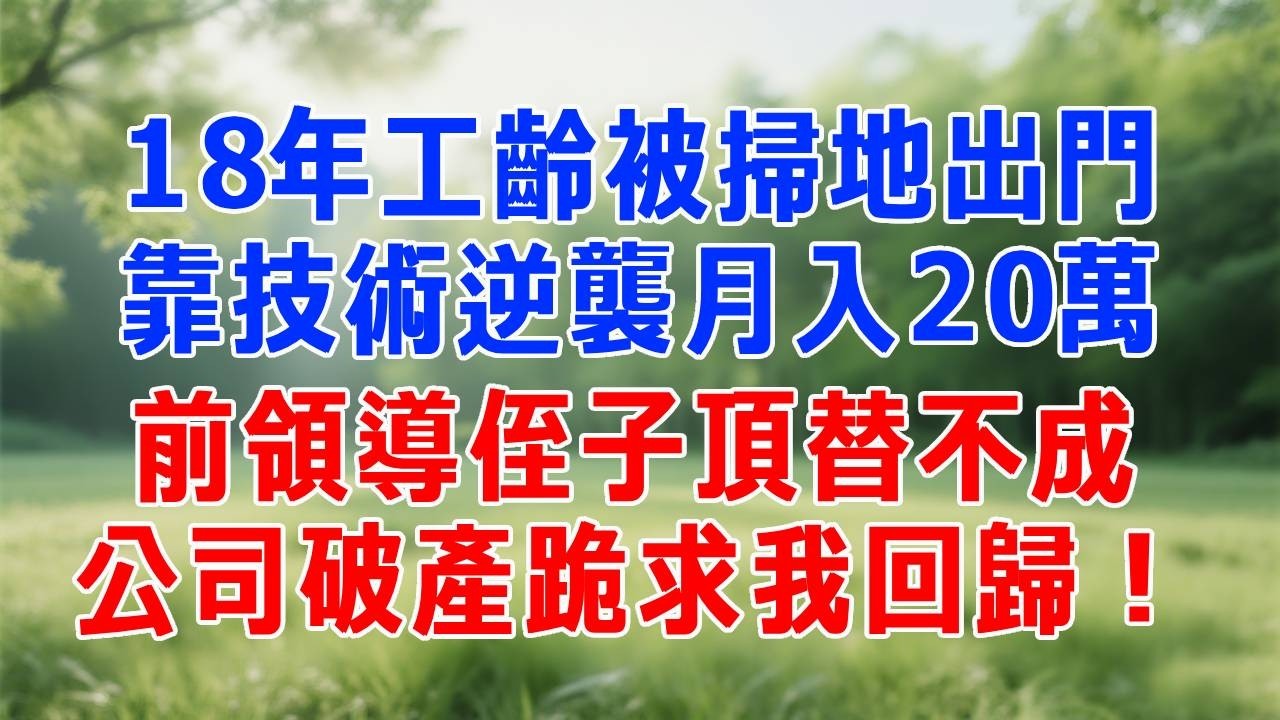18年工齡被掃地出門，靠技術逆襲月入20萬；前領導侄子頂替不成，公司破產跪求我回歸！#打脸 #职场 #故事分享 #故事頻道 #生活經驗 #情感