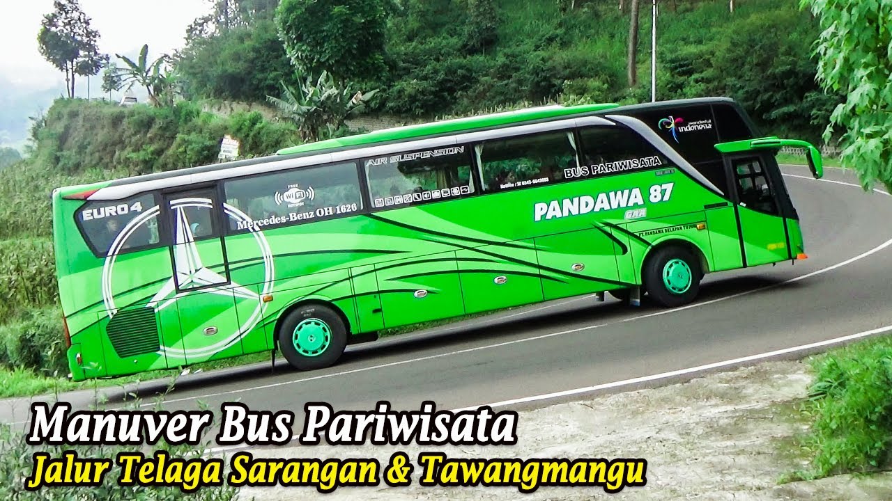Manuver Bus Pariwisata Di Tanjakan Dan Tikungan Telaga Sarangan Serta Jalur Wisata Tawangmangu