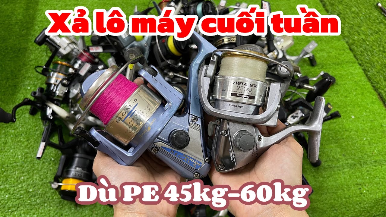 VD142: Máy cần Nhật bãi. Xả lô máy đứng giá chỉ từ 70k. Dù PE nội địa Nhật tải cá 45kg-60kg. Shimano