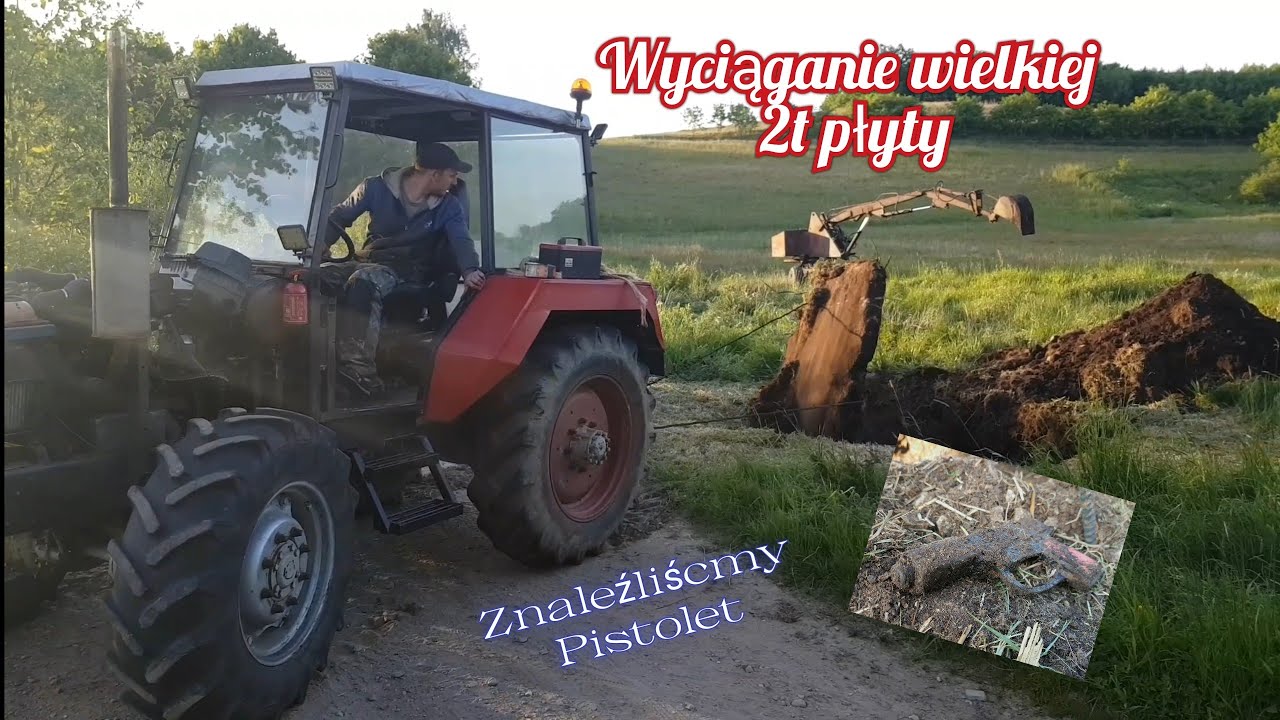Wyciągamy wielką 2-TONOWĄ płytę drogową,ciągnikiem sam 1,9tdi 90km