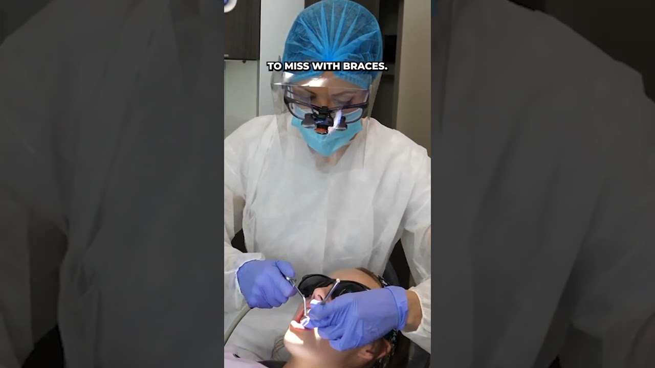 how I clean my patients' teeth with braces #shorts