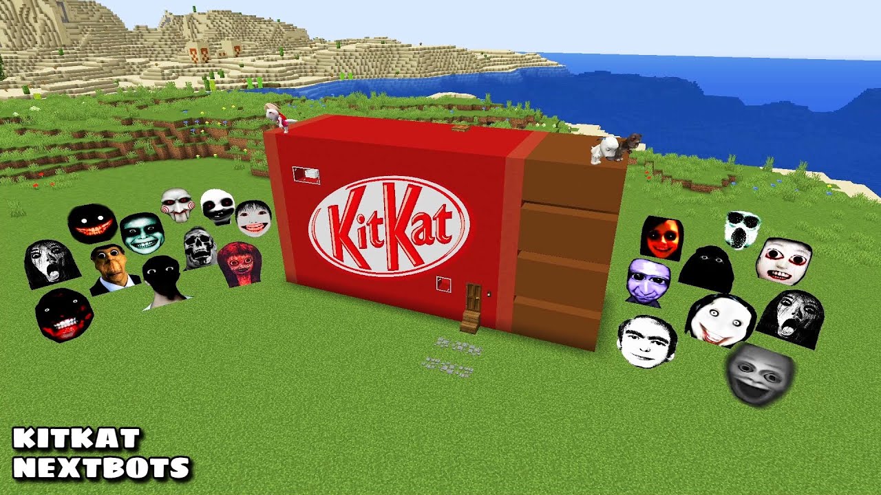 SURVIVAL KITKAT HOUSE WITH 100 NEXTBOTS in Minecraft - Gameplay - Coffin Meme