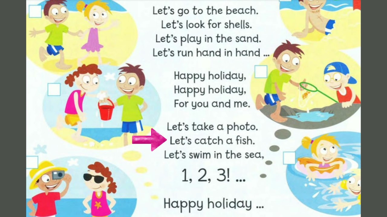 At The Beach - Happy Holiday - song - Superminds page 108