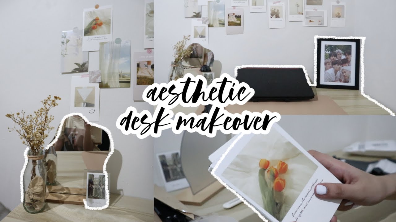 aesthetic desk makeover 🤍 + shopee haul