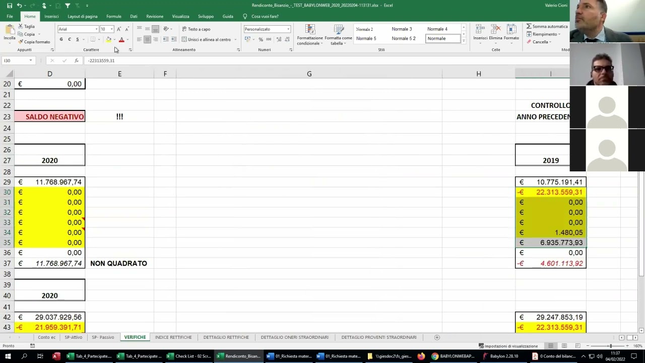 09V Foglio Report ufficiale – Tasti generazione Bilancio e Nota – Check nel file Bilancio