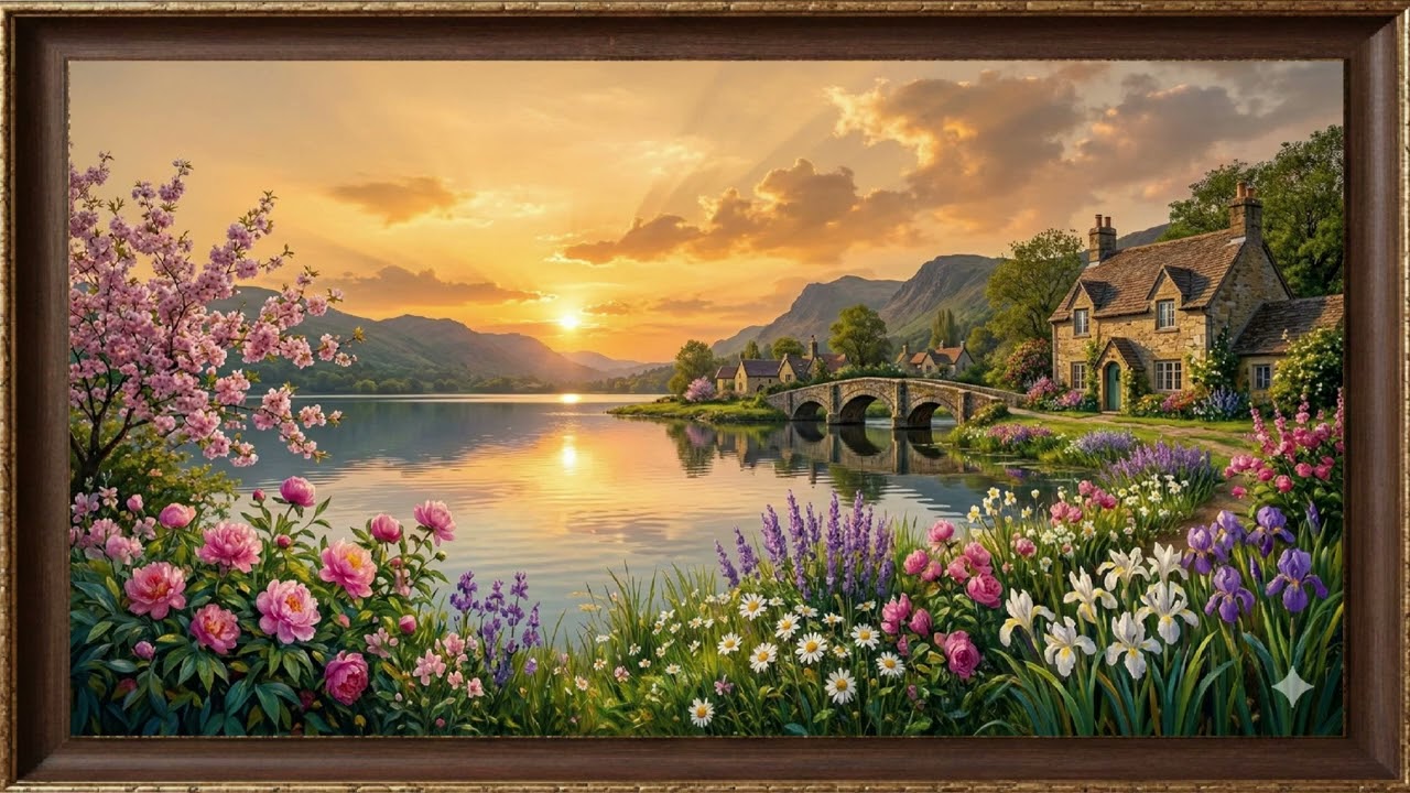 Scenic River House Screen Wallpaper - Screen Art Pictures