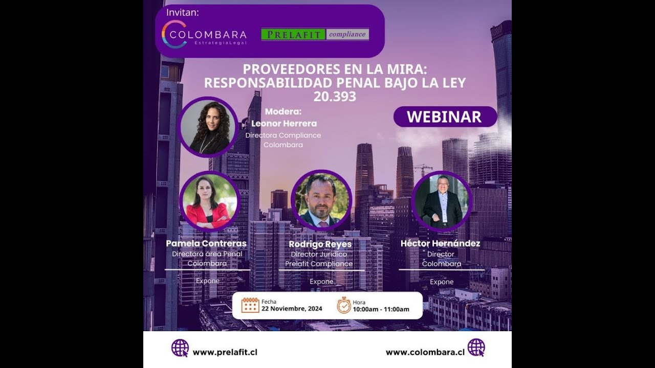 Webinar proveedores y responsabilidad de las personas jurídicas. Ley 20393