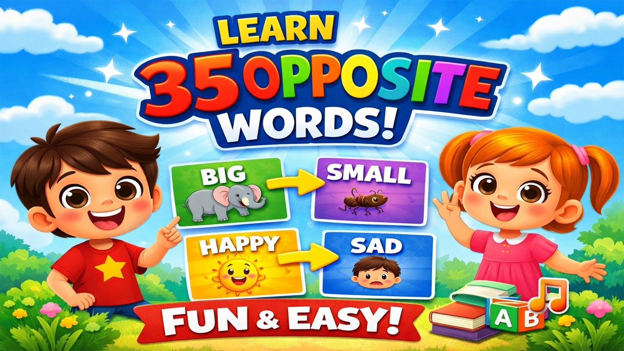 🚀 Unlock Your Vocabulary: 35 Essential Antonyms! | Antonyms for Kids | Fun & Simple