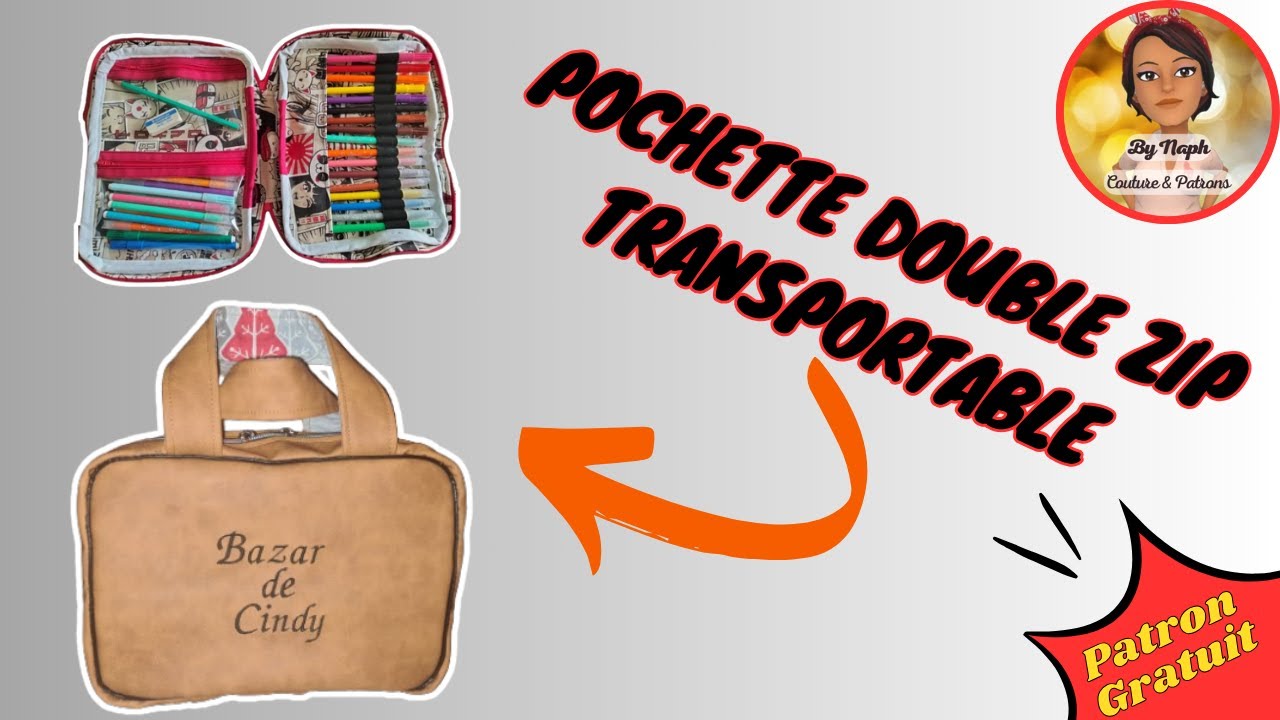 Comment coudre une pochette double ZIP transportable, PATRON GRATUIT - Taille L - PARTIE 1