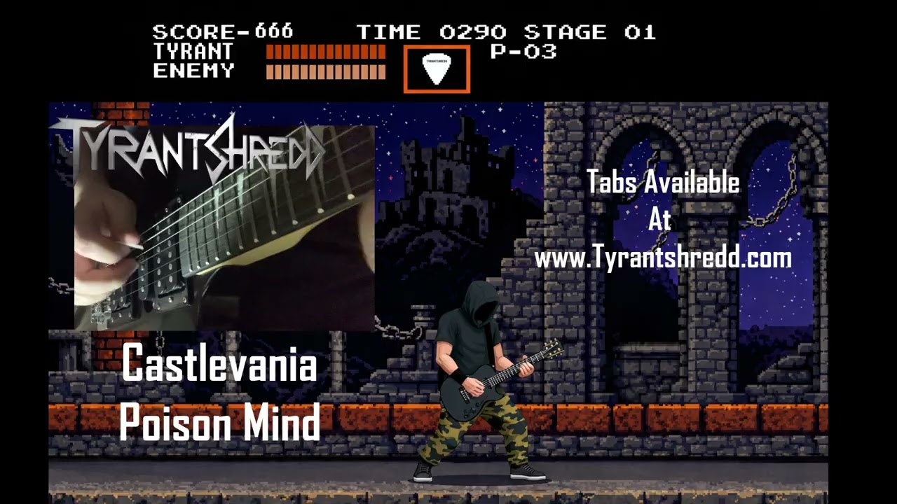 Castlevania “Poison Mind” on Guitar + Tab  - Hybrid Picking from Hell