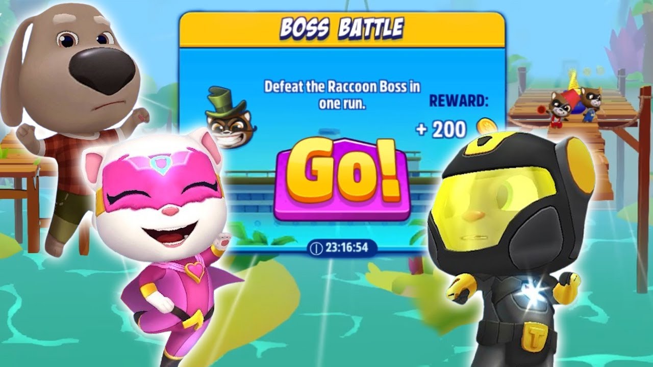 Talking Tom Hero Dash - All Bosses Battle Events Vs Ben Without Outfit - Angela Bug & Tom