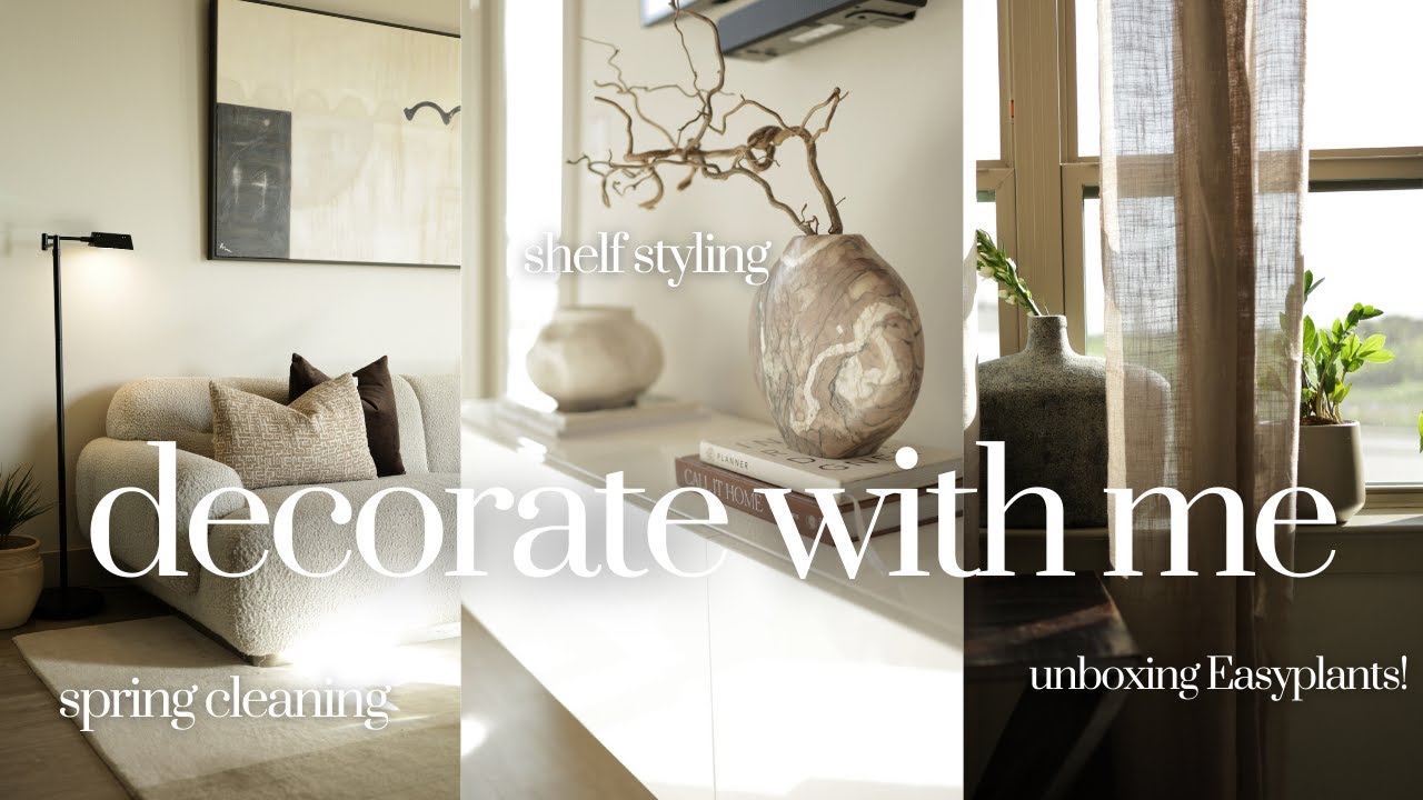 Decorate with me for spring | Easyplant unboxing, fresh florals, new curtains + clean with me