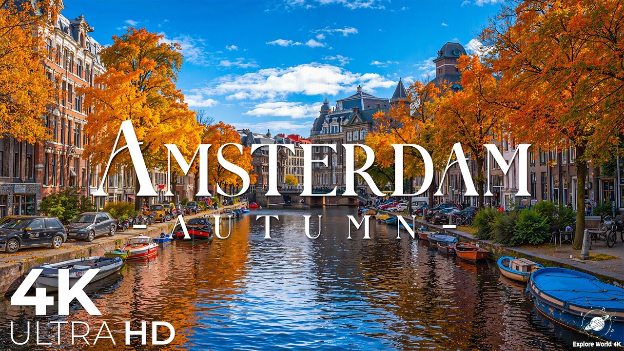 Осень в Амстердаме, Нидерланды 4K 🍂 Фильм для релаксации о природе с успокаивающей музыкой