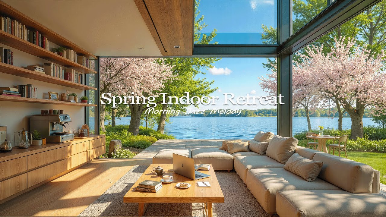 Spring Indoor Jazz Retreat for Relaxing | Calm Jazz by the Lake with Soft Daylight Ambience