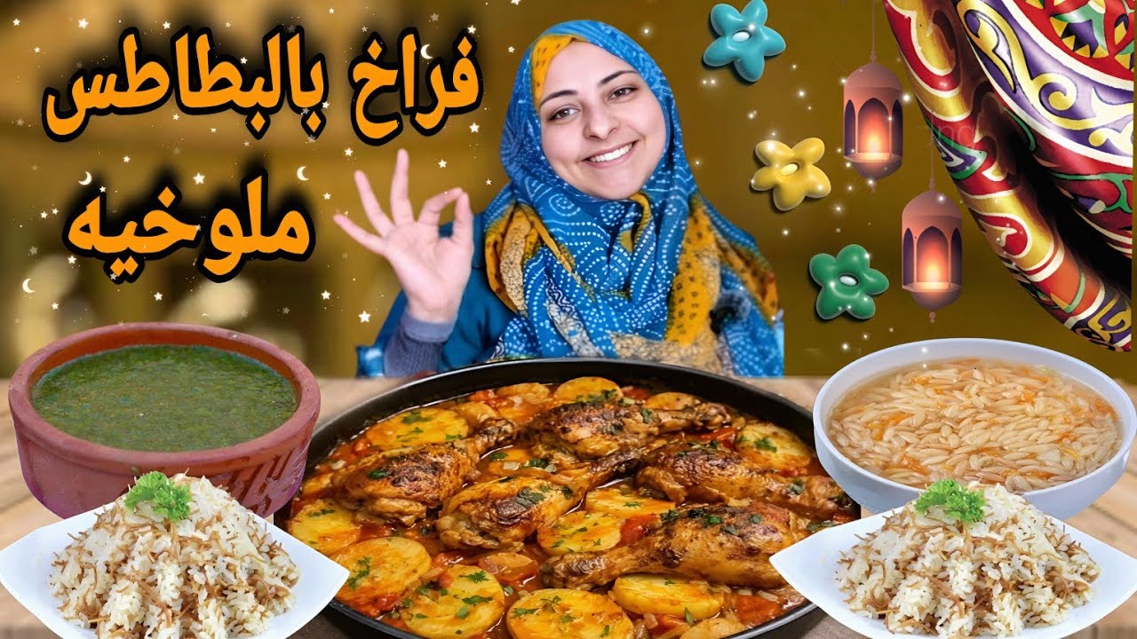 طريقه فراخ بالبطاطس مش هتبطلي تعمليها من جمالها👌وملوخيه زمان بتاعت ستي وستيك🥰