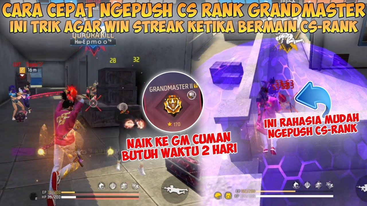 CARA CEPAT NGEPUSH CS-RANK FREE FIRE KE GRANDMASTER 2023 | Ini Trik Agar Win Streak Bermain CS Rank