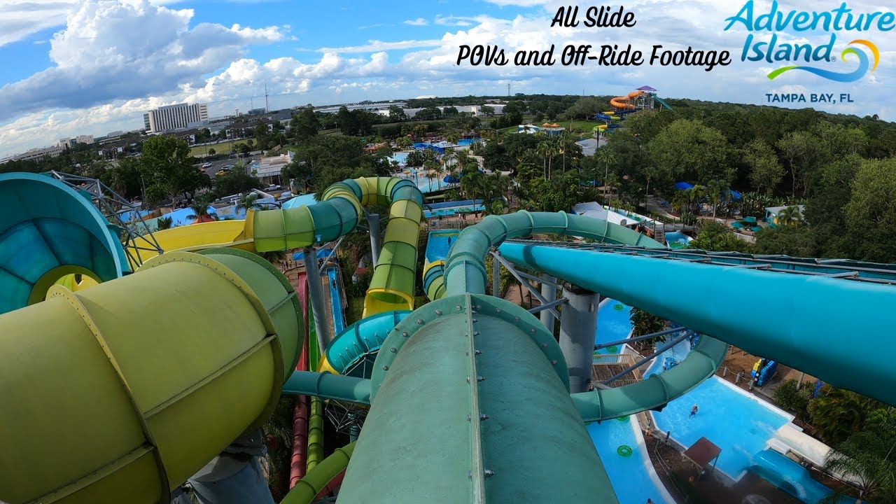 Adventure Island - Busch Gardens Tampa's Waterpark - All Slides - POVs and Off-Ride Footage