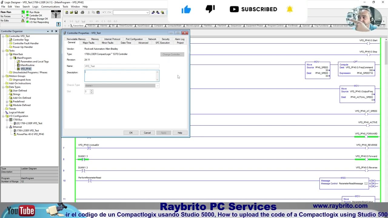 Cómo subir el codigo de un PLC CompactLogix usando Studio 5000