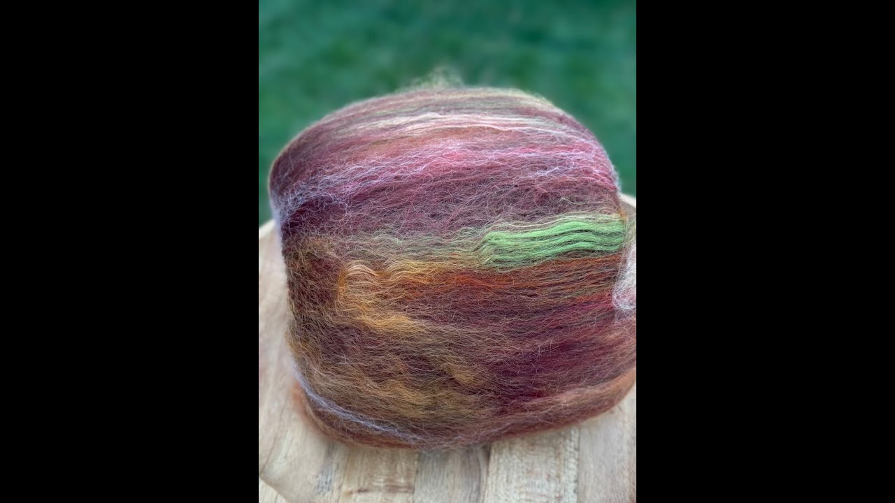 Drum Carding Hand Dyed Coopworth Locks- Autumn Day Art Batt