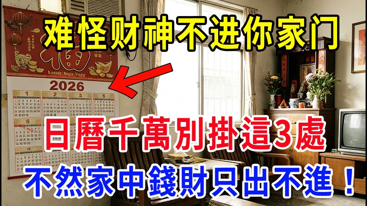 不是迷信！日曆位置有講究！掛錯地方難怪財神不進你家門！千萬別掛這3處！否則錢財只出不進！