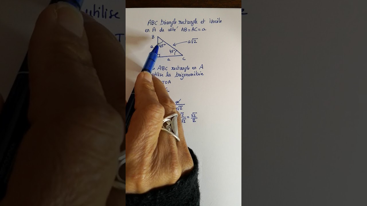 Sinus et cosinus de 45 degrés(cours 1ère)