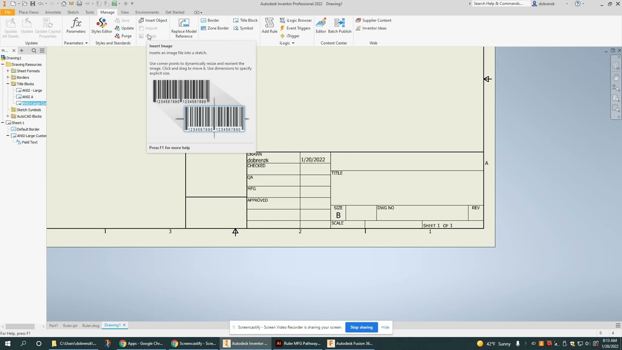 Modify Title Block and Insert Images into Autodesk Inventor Drawings
