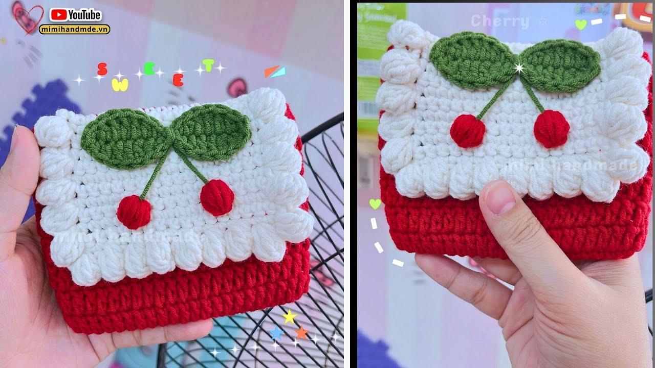 Hướng Dẫn Móc Ví Cherry Cake Siêu Xinh 🍒 Crochet Cherry Bag | Mimi Handmade