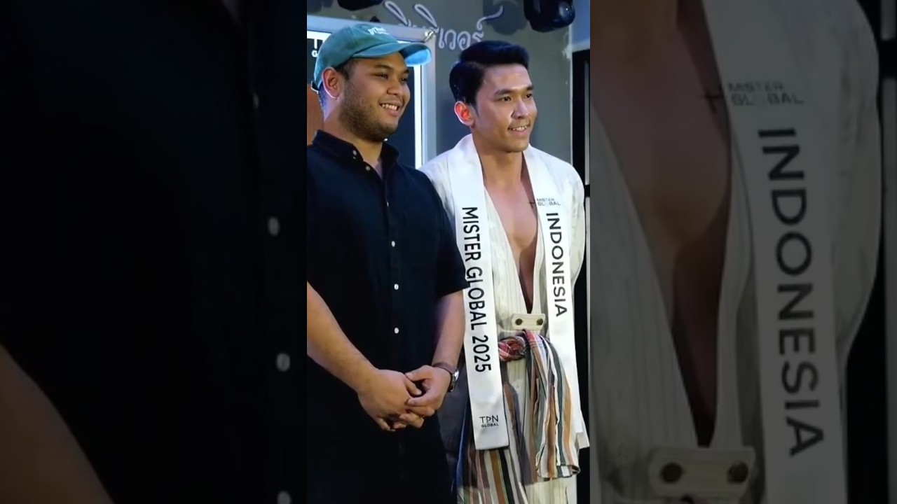 Arrie Octrian—Mister Global Indonesia 2025 at ceremony with traditional "Pha Khao Ma" 