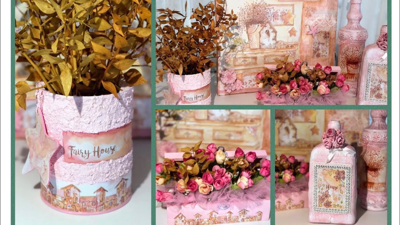 COMO RECICLAR BOTELLAS Y LATAS, HACER DECOUPAGE SOBRE CRISTAL Y METAL