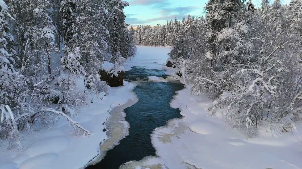 Текущая вода в заснеженной природе 💦❄ Расслабление и хороший сон • ACMP Звуки природы